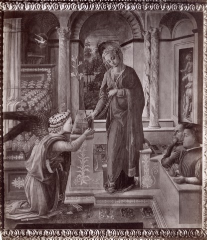 Anonimo — Lippi Filippo - sec. XV - Annunciazione con due donatori — insieme